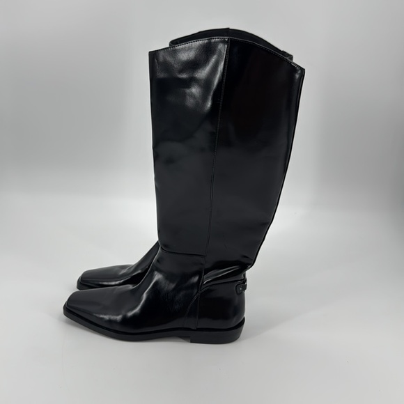 Sam Edelman Black Heeled Cesar Wide Calf Riding Boots Size 9 - Picture 4 of 13